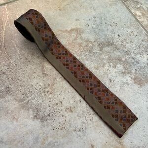Givenchy Vintage Geometric Square Silk Tie Brown Purple Abstract Made In France